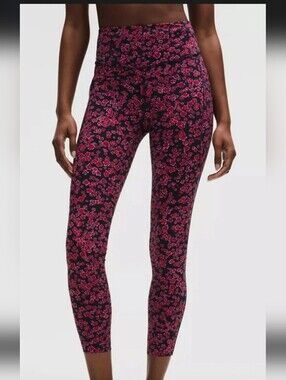NWT Fast and Free High-Rise Tight 25" 5 Pocket Floral Polka Red Multi Size 12